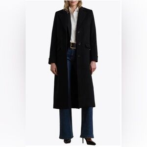 Ralph Lauren Longline Wool Blend Black Reefer Maxi Coat